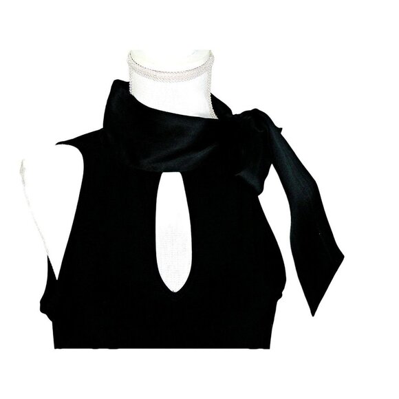 White House Black Market WHBM Key Hole Side Shoulder Tie Sleeveless Top Black Sm - Picture 2 of 12